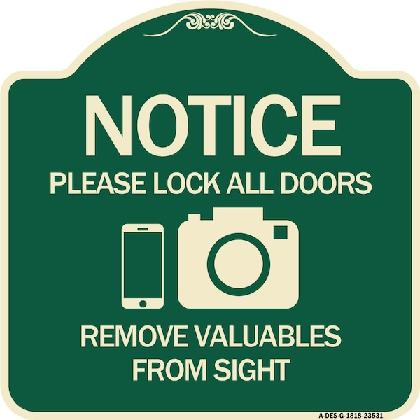 Signmission Lock All Doors Remove Valuable from Sight With Cell Phone and Camera G, A-DES-G-1818-23531 A-DES-G-1818-23531 - main